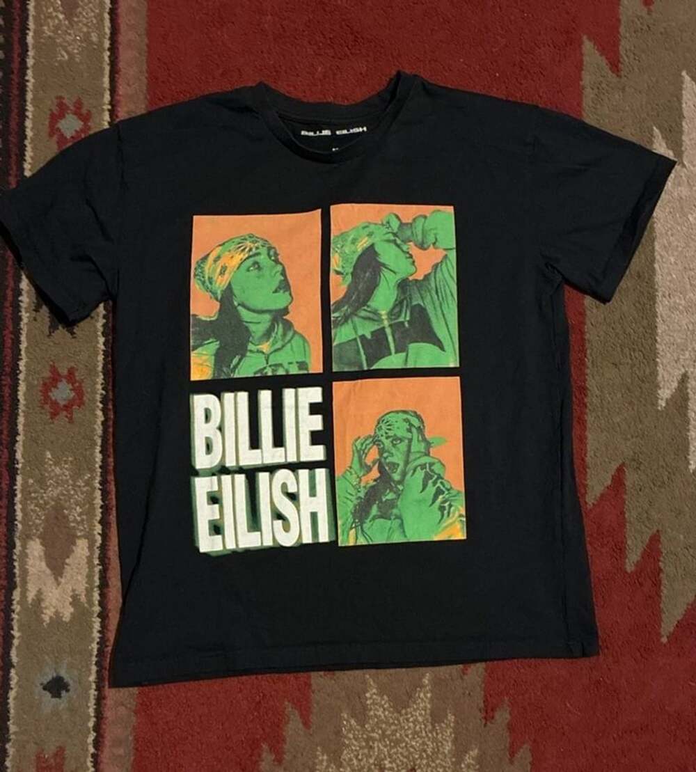 Billie Eilish 3-Photo and Logo T-Shirt Size M Black Graphic Band Tee